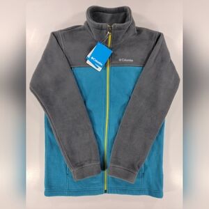 NEW Columbia Flattop Ridge Fleece Jacket Full Zip Blue Youth Large Mock Neck NWT